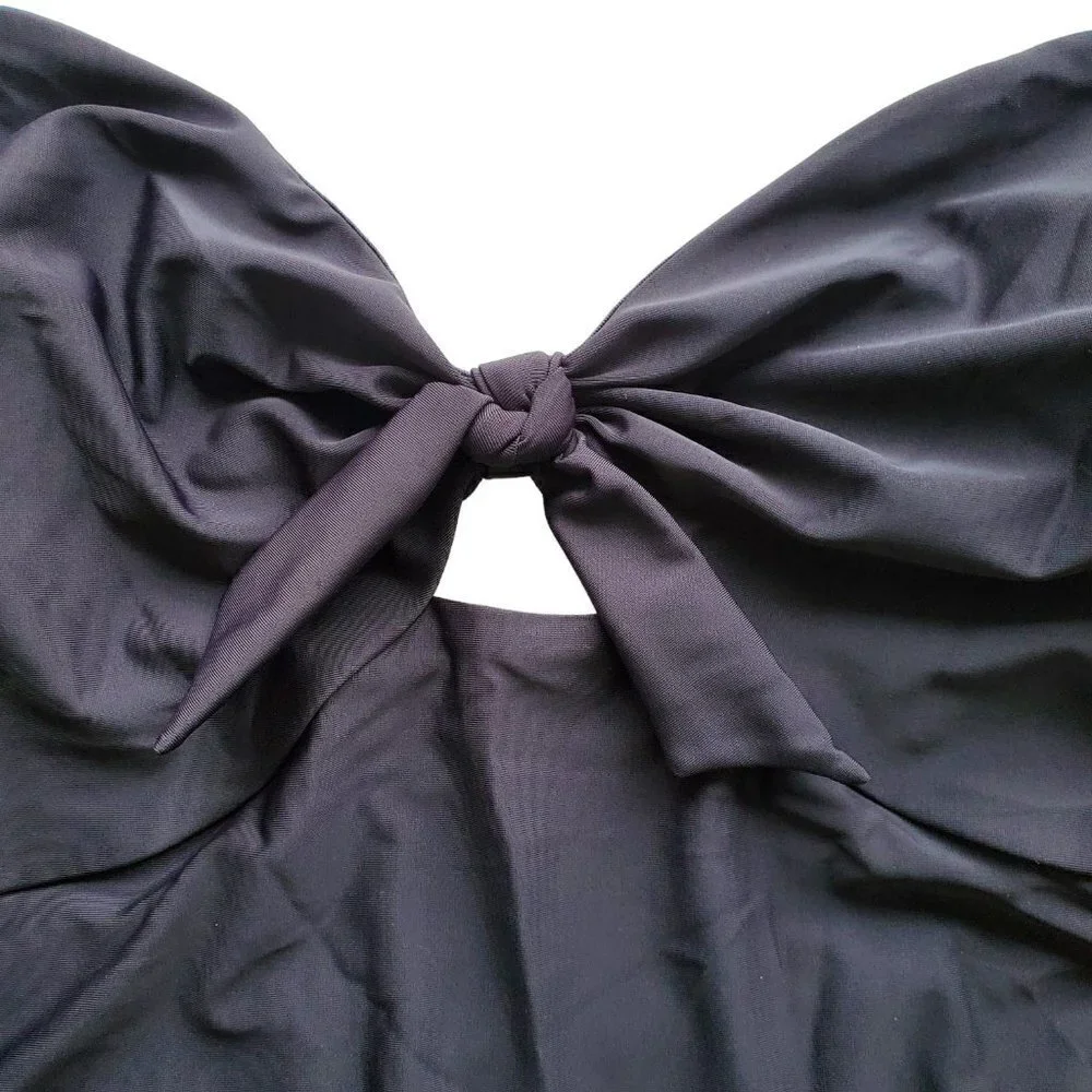 NWT Old Navy Tie-Front Keyhole Bandeau-Style One-Piece Swimsuit Black 4X